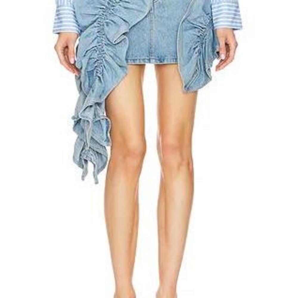 Aknvas Rivington Ruffle Skirt in Sky in Blue